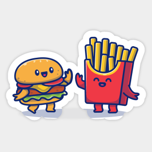 Cute Burger And French Fries Sticker